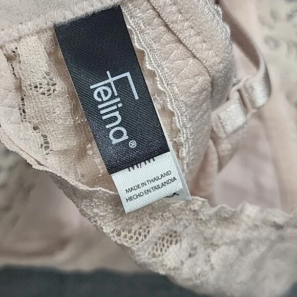 Felina Womens Set of 2 Wirefree Lace Bralette Medium Size Navy Beige Modern Bras - Picture 7 of 9